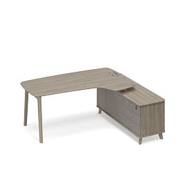 Стол эргономичный с тумбой (тип 4) WOOD правый Time wood ТМ В2 122 ВЛ ВЛ ВЛ вяз либерти (корпус, столешница, топ) / мокко премиум (фасад) - Фото предпросмотра