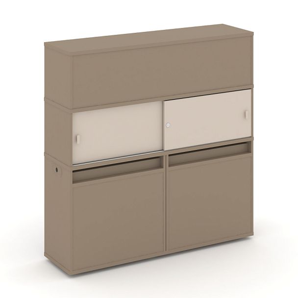 Estetica Набор №3. Тумба двойная+высокая надставка ES.NB.2V-3 Латте/Капучино 1500*410*1520 - Вид 1