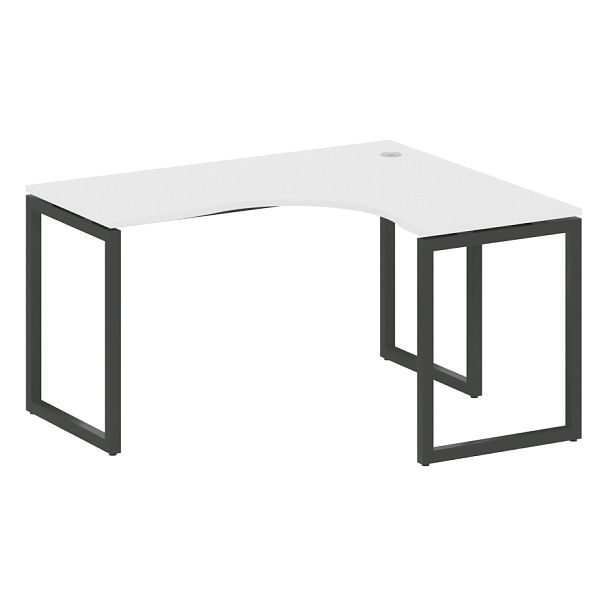 Metal System Quattro Стол криволинейный правый на О-образном м/к 40БО.СА-3 (R) Белый/Антрацит металл 1400*1200*750 - Вид 1