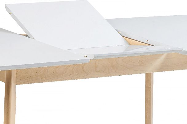 Обеденная группа стол раздвижной Норден 120 Белый/Натуральный и 4 стула Мэти Натуральный/Серый велюр - Вид 10