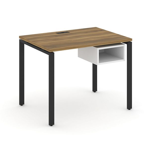 Concept Стол рабочий с подвесной тумбой с 1 открытой нишей CN.SP-101 Сандал Янтарный/Белый Бриллиант/Металл Черный 980*720*750 - Вид 1