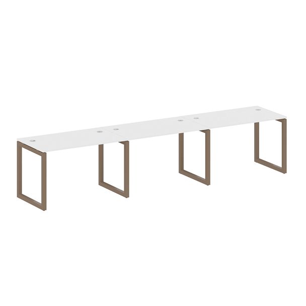Metal System Quattro Р. ст. на 3 раб. места на О-образном м/к 50БО.СМ-3.2 Белый/Мокко металл 3600*720*750 - Вид 1
