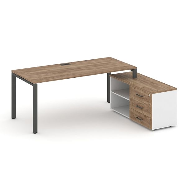 Style Project Direct Direct Стол письменный с греденцией правой SN-6P.SRG-013.M(R) Дуб Табак/Белый/Дуб Табак/Металл Антрацит 1580*1480*750 - Вид 1