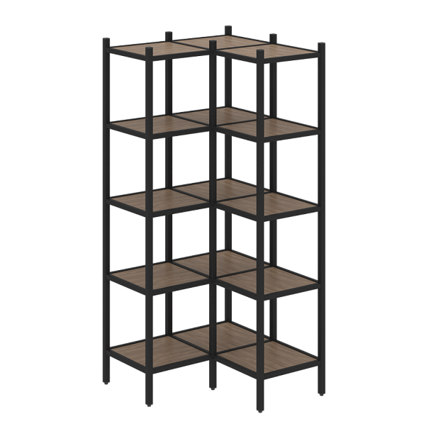 Loft Угловой внутренний стеллаж наборный VR.L-32 Дуб аризона/Чёрный металл 862*862*1869 - Вид 1
