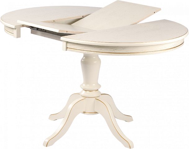 Стол деревянный раздвижной Элат D90(130)х90х76 Слоновая кость с золотой патиной - Вид 4