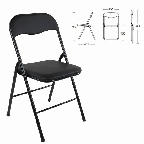 Стулья складные BRABIX "Golf CF-007", КОМПЛЕКТ 2шт., черный каркас, кожзам черный, 533029 - Вид 5