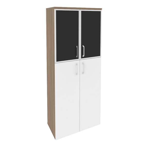 Onix Шкаф высокий широкий O.ST-1.7 R black Дуб аризона/Белый бриллиант/Стекло black 800*420*1977 - Вид 1