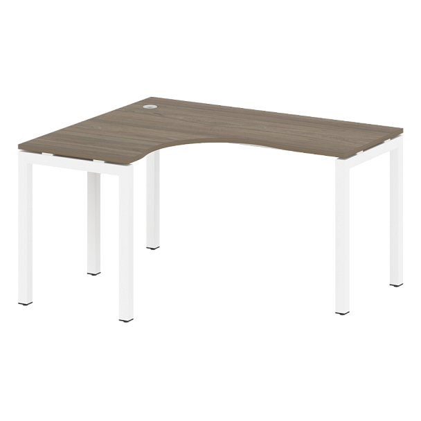 Metal System Quattro Стол криволинейный левый на П-образном м/к 50БП.СА-3 (L) Вяз/Белый металл 1400*1200*750 - Вид 1