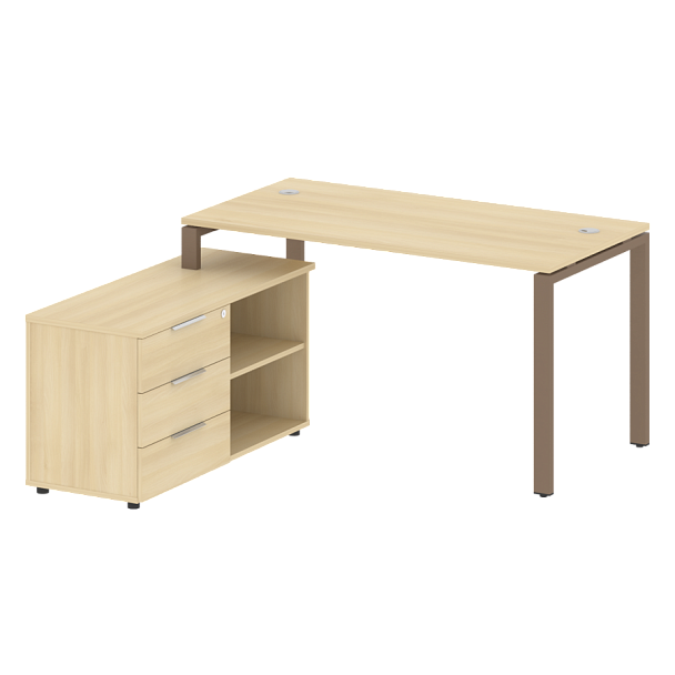 Metal System Р. ст. с тумбой на П-образном м/к БП.РС-СТС-2.3 (L) Акация/Мокко металл 1500*1520*750 - Вид 1