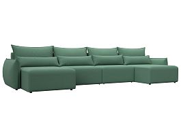 Диван П-образный Лига-051 НПБ Лонг Рогожка зеленый - Фото предпросмотра