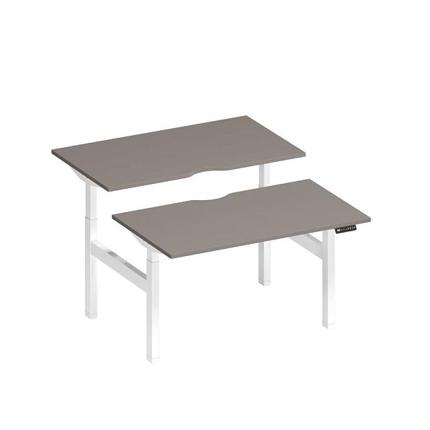 Рабочая станция на электроприводе с вырезами Elevo А2 БГ 102.2 МП мокко премиум / белый гладкий - Вид 1