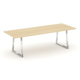 Style Project Direct Lux Стол переговорный M-SN-6T1.SPRG-258.3 Акация Лорка/Нержавеющая Сталь/Хром 2580*980*25 - Фото предпросмотра