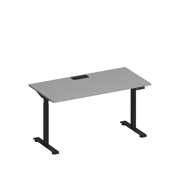 Стол письменный на электроприводе с заглушкой Elevo А2 ЧР 003 СЕ серый / черный гладкий - Вид 1