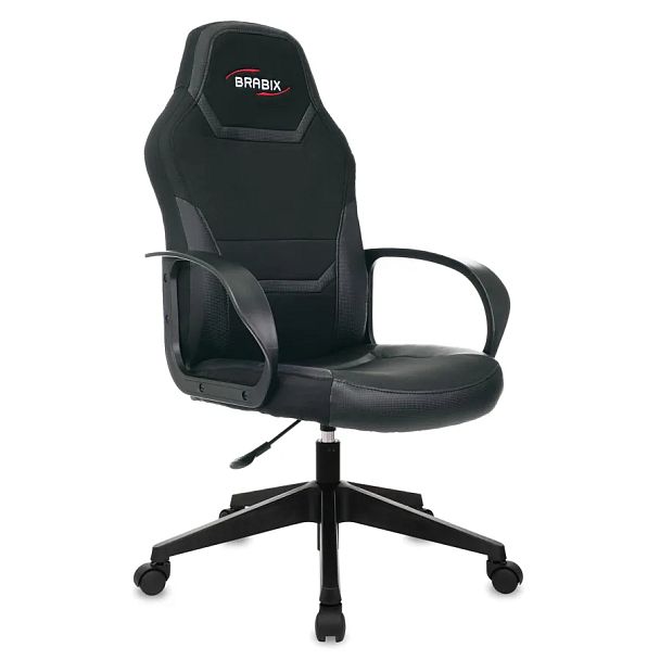 Кресло компьютерное BRABIX "Alpha GM-018", ткань/экокожа, черное, 532636, GM-018_532636 - Вид 2