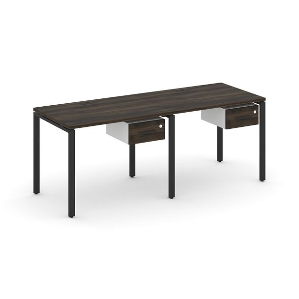 Concept Рабочая станция односторонняя с подвес. тумбами 2 места CN.ORS-109 W Дуб Мали/Белый Бриллиант/Металл Черный 1960*720*750 - Вид 1