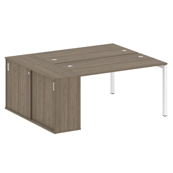 Metal System Quattro Р. ст. с шкафом-купе на П-образном м/к 50БП.РС-СШК-1.3 Т Вяз/Белый металл 1810*1475*750 - Вид 1