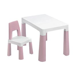 Стол детский + стул BRABIX KIDS CS-003, 2-7 лет, пластик белый + розовый, 533291 - Фото предпросмотра