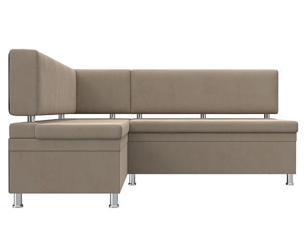 Кухонный уголок Стайл левый (полностью велюр бежевый) - Вид 2