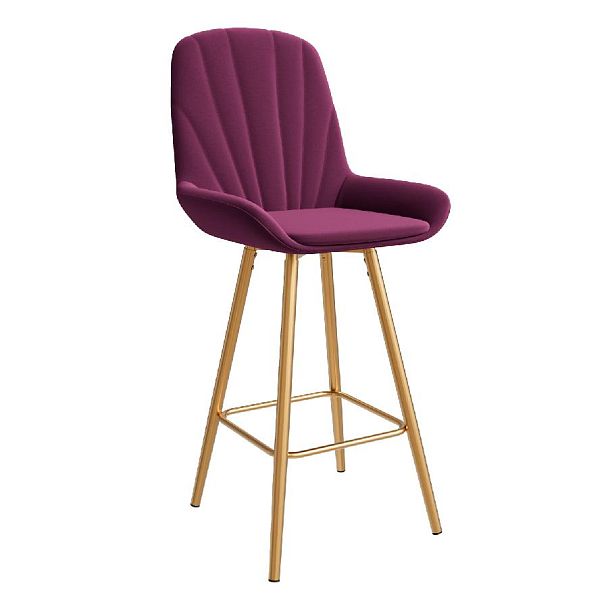 Стул ЮККИ Основание №5 Барный конус Золотое Вельвет Винный - Вид 1