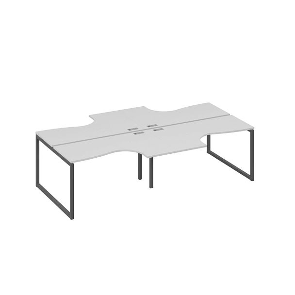 Рабочая станция со столами (4х140) Классика опоры QUATTRO A4 А4 Б4 181-2 БП серый / металлокаркас антрацит - Вид 1