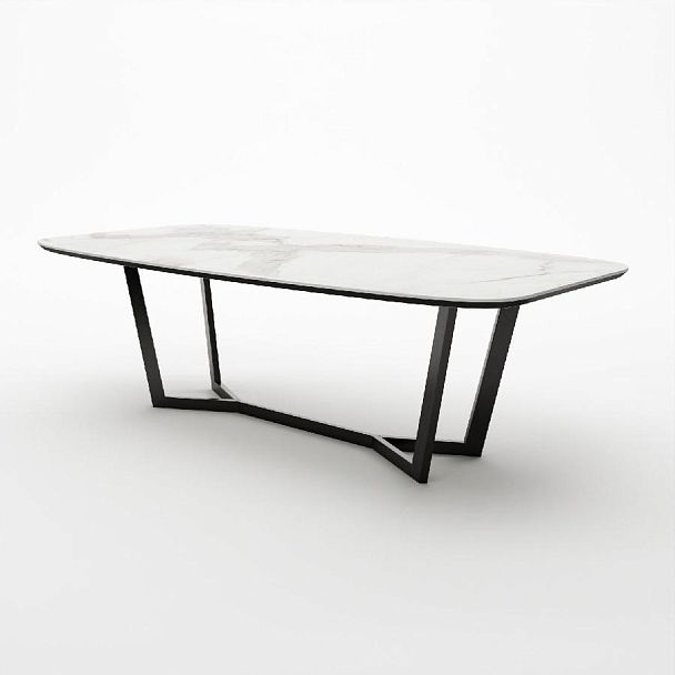 Стол овальный BENZ 200, керамика матовая, белая - Вид 1