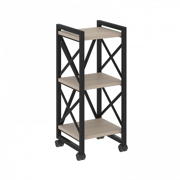 Стеллаж на колесах "Loft" VR.L-MST.K-3.4 дуб аттик/черный - Вид 1