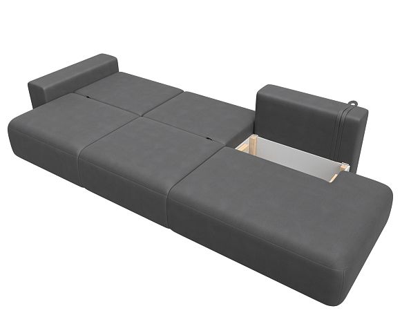Диван прямой Лига-036 НПБ Модерн Лонг подлокотник слева Искусственная замша серый - Вид 9