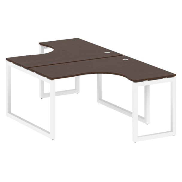 Metal System Quattro Р. ст. криволинейная на О-образном м/к 50БО.РАС-СА-2.3 Венге/Белый металл 1400*2435*750 - Вид 1