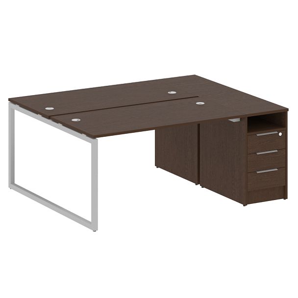 Metal System Quattro Р. ст. с тумбой на О-образном м/к 40БО.РС-СТП-2.3 Венге/Серый металл 1812*1475*750 - Вид 1