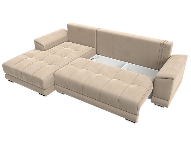 Угловой диван НордСтар левый угол Велюр бежевый - Вид 7