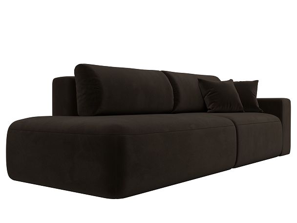 Диван прямой Лига-036 Модерн подлокотник справа Микровельвет коричневый - Вид 4