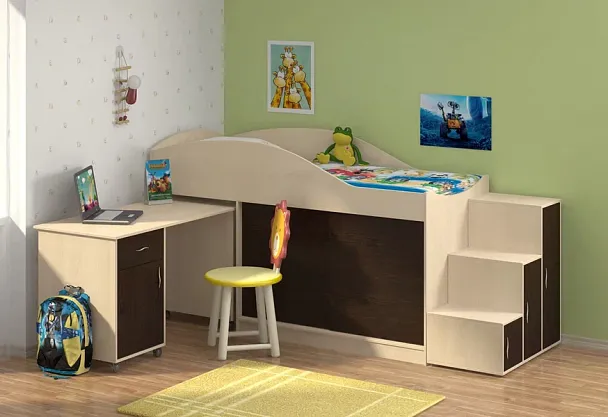 Кровать-чердак "Дюймовочка-3 без лестницы"  дуб/венге - Вид 2