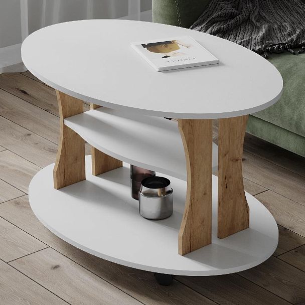 Стол Журнальный Консул-1 (900*560*600) белый/дуб крафт золотой - Вид 1