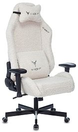 Кресло игровое Knight T1 молочный экомех с подголов. крестов. металл - Фото предпросмотра