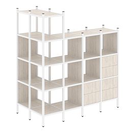 Loft Угловой внешний стеллаж наборный VR.L-57 Денвер светлый/Белый металл 862*1694*1869 - Фото предпросмотра