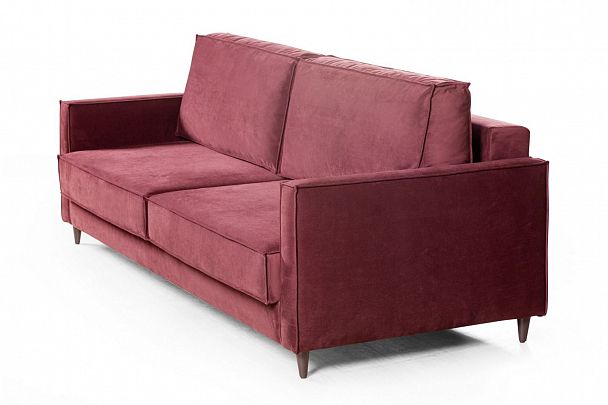 Keln диван-кровать трехместный прямой, велюр красный - Вид 3