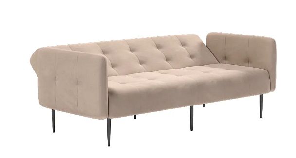 Monaco диван-кровать прямой с подлокотниками, трехместный, велюр бежевый Velutto 06 - Вид 7