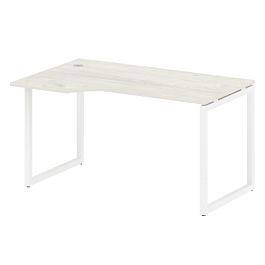 Metal System Quattro Стол криволинейный левый на О-образном м/к 40БО.СА-2 (L) Дуб наварра/Белый металл 1400*900*750 - Фото предпросмотра
