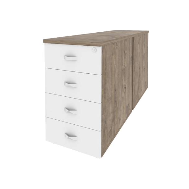 Onix Тумба двойная приставная/опорная O.TPO-2.7 Тиквуд темный/Белый бриллиант 432*1475*750 - Вид 1