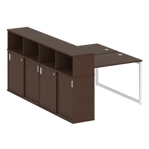 Metal System Quattro Р. ст. с шкафом-купе на О-образном м/к 40БО.РС-СШК-4.2 Т Венге/Белый металл 1610*2332*1098 - Вид 1
