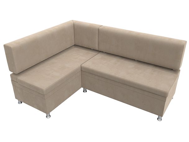 Кухонный уголок Стайл левый (полностью велюр бежевый) - Вид 5