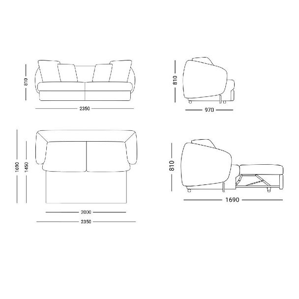 Bubble диван-кровать прямой, шенилл Reef cream - Вид 9