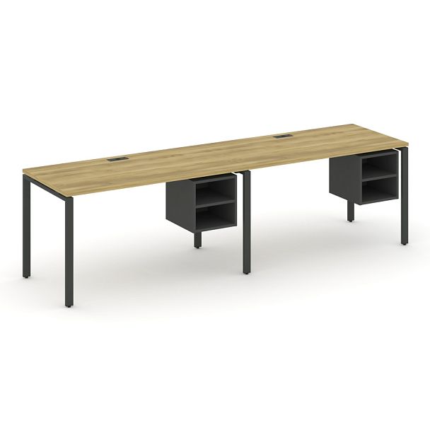Concept Рабочая станция односторонняя с подвес. тумбами 2 места CN.ORS-105 Дуб Винченцо/Антрацит/Металл Антрацит 1960*720*750 - Вид 1