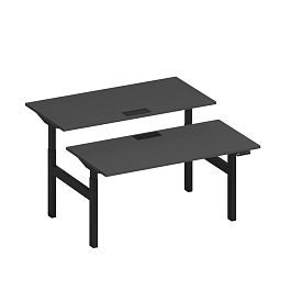 Рабочая станция на электроприводе с заглушками Elevo А2 ЧР 103 АР антрацит премиум / черный гладкий - Фото предпросмотра