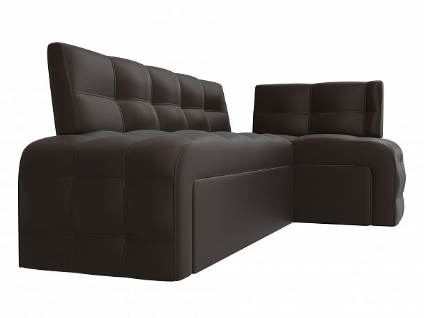 Кухонный угловой диван Люксор правый (полностью экокожа коричневая) - Вид 3