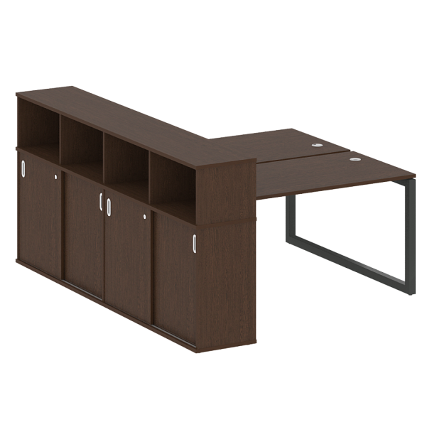 Metal System Quattro Р. ст. с шкафом-купе на О-образном м/к 50БО.РС-СШК-4.3 Т Венге/Антрацит металл 1810*2332*1098 - Вид 1