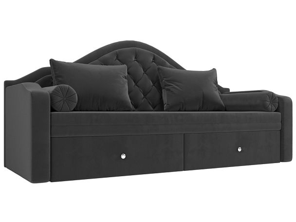 Прямой диван софа Сойер (полностью велюр серый) - Вид 1