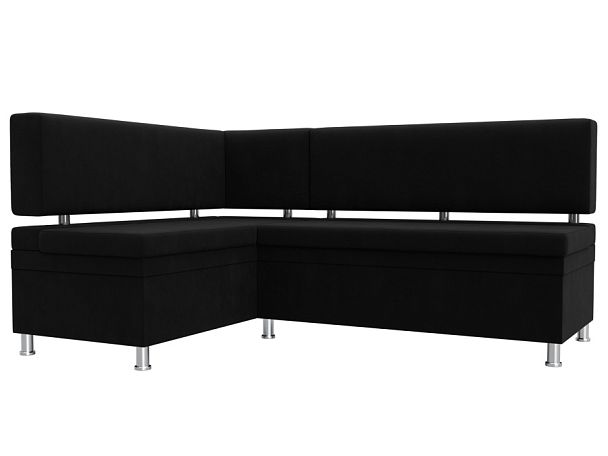 Кухонный уголок Стайл левый (полностью микровельвет черный) - Вид 1