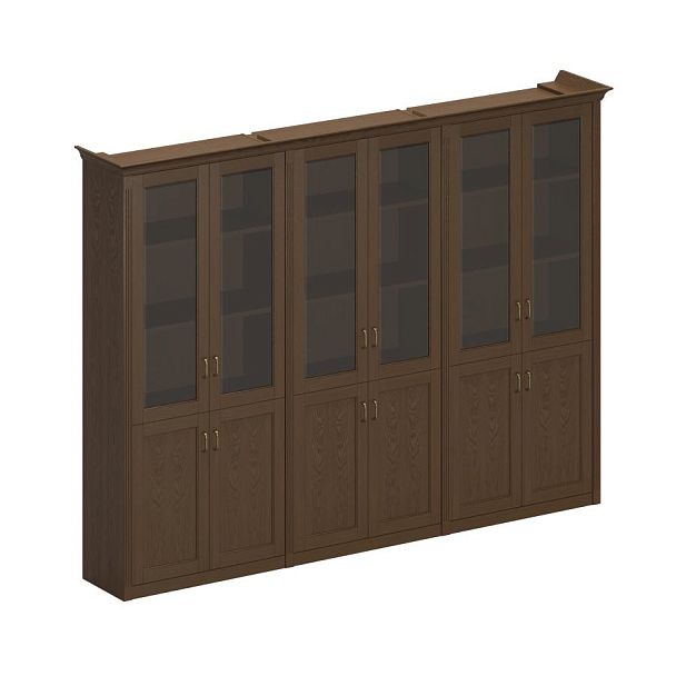 Шкаф комбинированный высокий (3 для документов со стеклянными дверями) Perseo ПС 359 дуб мелвилл - Вид 1