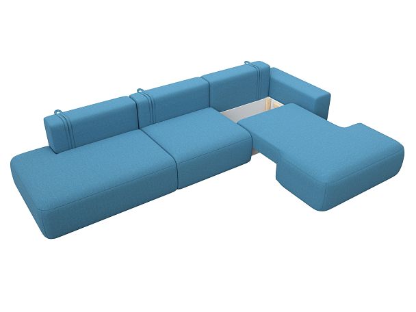 Диван угловой Лига-036 НПБ Модерн Лонг правый угол Рогожка голубой - Вид 7
